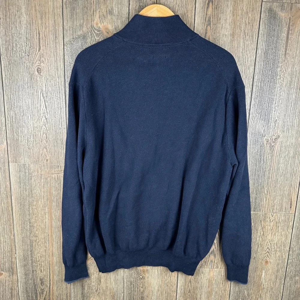 Polo Ralph Lauren Pima Cotton Quarter Zip Sweater Navy Blue Pullover Mens XL